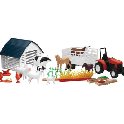 New Ray Toys Country Life Playset Barnyard with Tractor/ Garden Rows and Animals