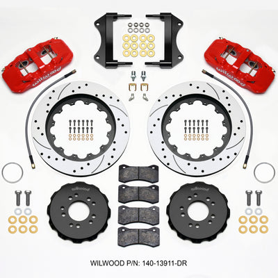 Wilwood AERO6 Front Hat Kit 15.00 Drilled Red 2014-up Corvette C7 w/Lines