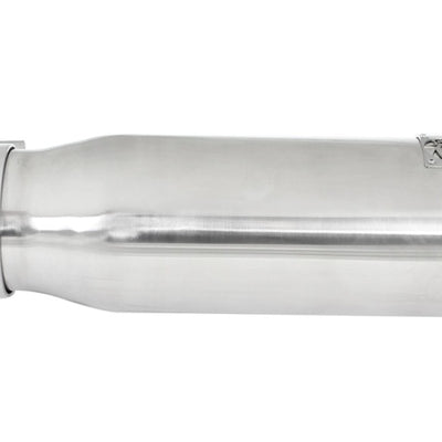 aFe MACH Force-XP 304 SS Sing Wall Pol Exh Tip Univ Exit 3in Inlet x 4in Outlet x 12in L - Clamp On