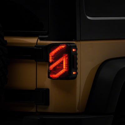 Raxiom 07-18 Jeep Wrangler JK Axial Series Trident LED Tail Lights- Blk Housing (Clear Lens)
