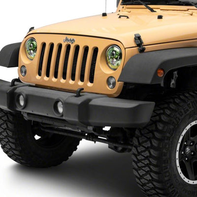Raxiom 07-18 Jeep Wrangler JK 7-In LED Headlights Green Housing- Clear Lens