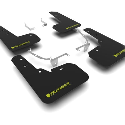 Rally Armor 13-17 Subaru Crosstrek XV Black UR Mud Flap w/Green Logo (Altered Font)