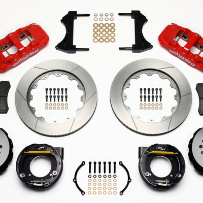 Wilwood AERO4 Rear P-Brake Kit 14.00in Red Chevy C-10 2.42 Offset 5-lug