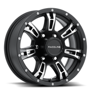 Raceline 840 Arsenal 16x6in / 6x139.7 BP / 0mm Offset / 4.25mm Bore - Black & Machined Wheel