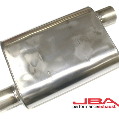 JBA Universal Chambered Style 304SS Muffler 13x9.75x4 2.5in Inlet Diameter Offset/Offset