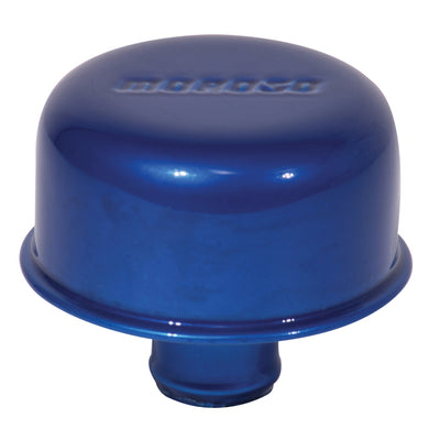 Moroso Valve Cover Breather - 1.22in Diameter - One Piece Push-In Type - Blue Powder Coat