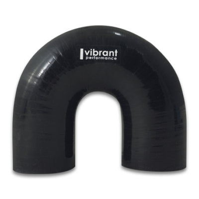 Vibrant 4 Ply Reinforced Silicone Elbow Connector - 1.25in ID x 5.50in Leg 180 Deg Elbow (Black)