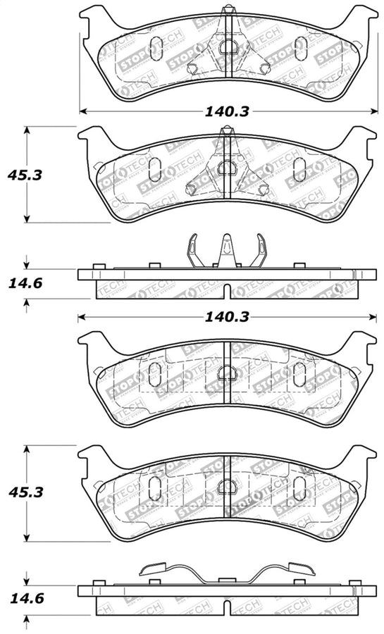 StopTech Sport Brake Pads w/Shims and Hardware - Rear