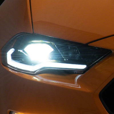 Raxiom 18-23 Ford Mustang GT EcoBoost LED Projector Headlights- Blk Housing (Clear Lens)