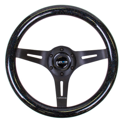 NRG Classic Wood Grain Steering Wheel (310mm) Black Sparkle w/Blk 3-Spoke Center