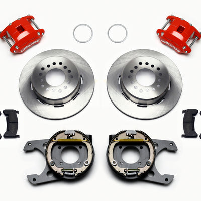 Wilwood D154 P/S Park Brake Kit Red Chevy 12 Bolt 2.75in Off w/ C-Clips