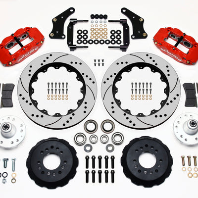 Wilwood Narrow Superlite 6R Front Hub Kit 14.00in Drill Red Large GM 57-70 Drop Spindle