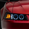 Raxiom 99-04 Ford Mustang Dual LED Halo Projector Headlights- Black Housing (Clear Lens)