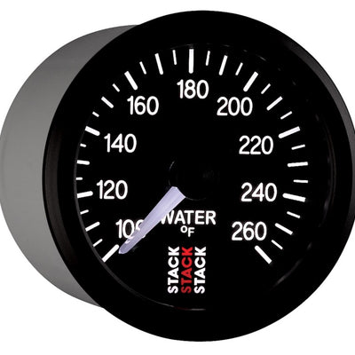 Autometer Stack 52mm 100-260 Deg F 1/8in NPTF Male Pro Stepper Motor Water Temp Gauge - Black