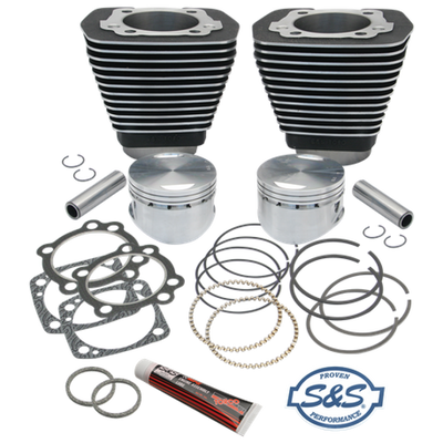 S&S Cycle 84-99 BT 96in 3 5/8in Sidewinder Big Bore Cylinder & Piston Kit - Wrinkle Black