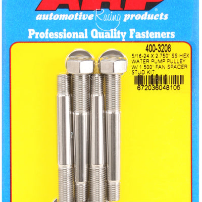 ARP 5/16-24 X 2.750 SS Hex Water Pump Pulley w/ 1.500in Fan Spacer Stud Kit