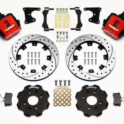 Wilwood Combination Parking Brake Rear Kit 12.19in Drilled Red Civic / Integra Drum 2.71 Hub Offset