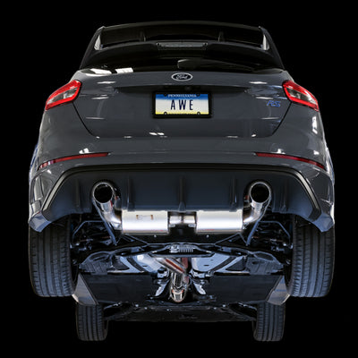 AWE Tuning Ford Focus RS Touring Edition Cat-back Exhaust- Resonated - Chrome Silver Tips