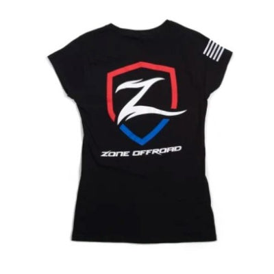 Zone Offroad Black Premium Cotton T-Shirt w/ Patriotic Zone Logos - Womens - 2XL