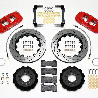 Wilwood AERO4 Rear Kit 14.25in Drilled Red 2014-Up Corvette C7 w/Lines