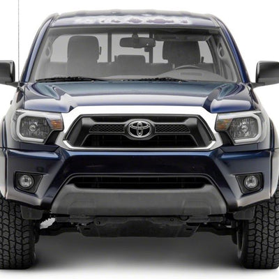 Raxiom 12-15 Toyota Tacoma Axial Series Headlights w/ LED Bar- Blk Housing (Clear Lens)