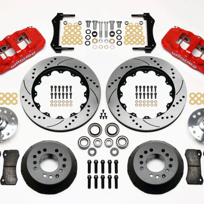 Wilwood AERO6 Front Hub Kit 14.00 Drilled Red 67-69 Camaro 64-72 Nova Chevelle