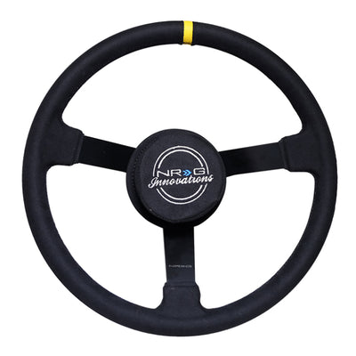 NRG Reinforced Steering Wheel (380mm) Nascar/ Alcantara 3 Spoke w/ NRG Logo/ Removable Crushed Pad