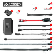XK Glow Tube + 18xPods Million Color XKCHROME App Controlled Offroad UTV Kit 2x24In Tube + 14x12In