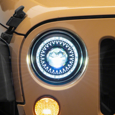 Raxiom 07-18 Jeep Wrangler JK Axial Series 7-In Dragon Eye LED Headlights- Blk Housing (Clear Lens)