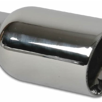 Vibrant 4in OD Round SS Exhaust Tip (Double Wall Angle Cut Beveled Outlet) 3in. ID Inlet
