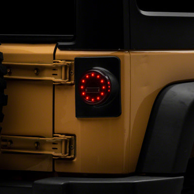 Raxiom 07-18 Jeep Wrangler JK Axial Series Halo LED Tail Lights- Blk Housing (Clear Lens)