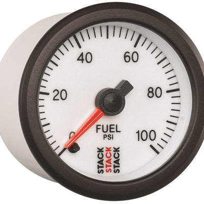 Autometer Stack 52mm 0-100 PSI 1/8in NPTF Male Pro Stepper Motor Fuel Pressure Gauge - White