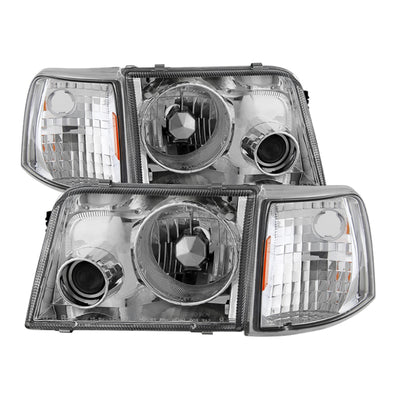 xTune Ford Ranger 93-97 Projector Headlights w/ Corner Lights Chrome PRO-JH-FR93-SET-C