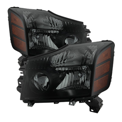 xTune Nissan Titan 04-14 (04-07 OE Style ) OEM Amber Head Lights Set Black Smoked HD-JH-NTI04-AM-BSM