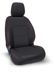 PRP 2016+ Toyota Tacoma Front Seat Covers with Electric Seat Adj. (Pair) - Black with Red Stitching