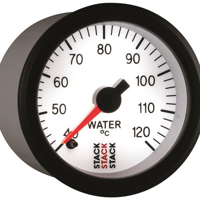 Autometer Stack 52mm 40-120 Deg C 1/8in NPTF Male Pro Stepper Motor Water Temp Gauge - White