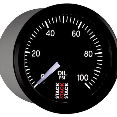 Autometer Stack 52mm 0-100 PSI 1/8in NPTF Male Pro Stepper Motor Oil Pressure Gauge - Black