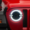 Raxiom 18-23 Jeep Wrangler JL Axial Series 9-In LED Angel Eye Headlights- Blk Housing (Clear Lens)