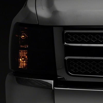 Raxiom 07-14 Chevrolet Silverado 1500 HD Axial OEM RepHeadlights- Chrome Housing- Smoked Lens