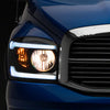 Raxiom 06-09 Dodge RAM 1500/2500/3500 Axial Headlights w/ SEQL LED Bar- Blk Housing (Clear Lens)