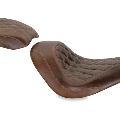 Mustang 06-17 Harley Softail Wide Tire (200mm)Wide Tripper Solo Seat - Distressed Brown