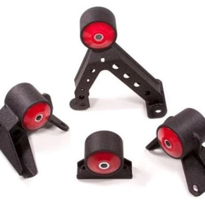 Innovative 07-13 Mitsubishi Evolution 4B11T Black Steel Mounts 85A Bushings