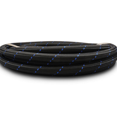 Vibrant -6 AN Two-Tone Black/Blue Nylon Braided Flex Hose (10 foot roll)