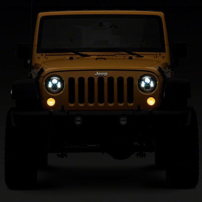 Raxiom 07-18 Jeep Wrangler JK 7-In LED Headlights- Chrome Housing (Clear Lens)