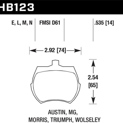 Hawk 64-70 Austin Healey Sprite Front ER-1 Brake Pads