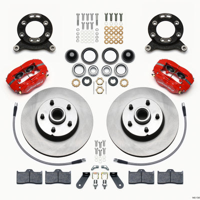 Wilwood Forged Dynalite-M Front Kit 11.30in 1 PC Rotor&Hub Red 1970-1973 Mustang Disc & Drum Spindle