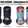 Project Kics 12X1.25 Neo Chrome R40 Iconix Lock & Lug Nuts - 16+4 (Black Cap)