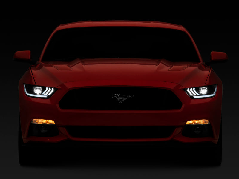 Raxiom 15-17 Ford Mustang GT350 GT500 LED Projector Headlights- Black Housing (Clear Lens)