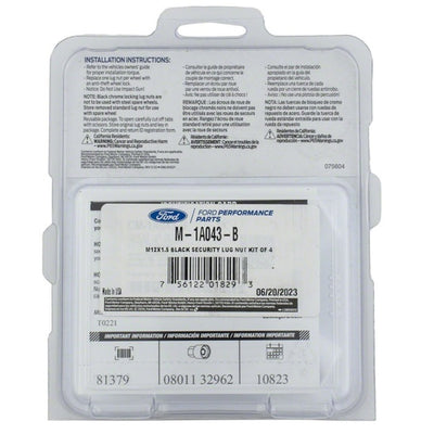 Ford Racing M12 x 1.5 Black Security Lug Nut Kit - Set of 4