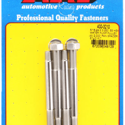 ARP 5/16-24 X 3.250 SS Hex Water Pump Pulley w/ 2.000in Fan Spacer Stud Kit